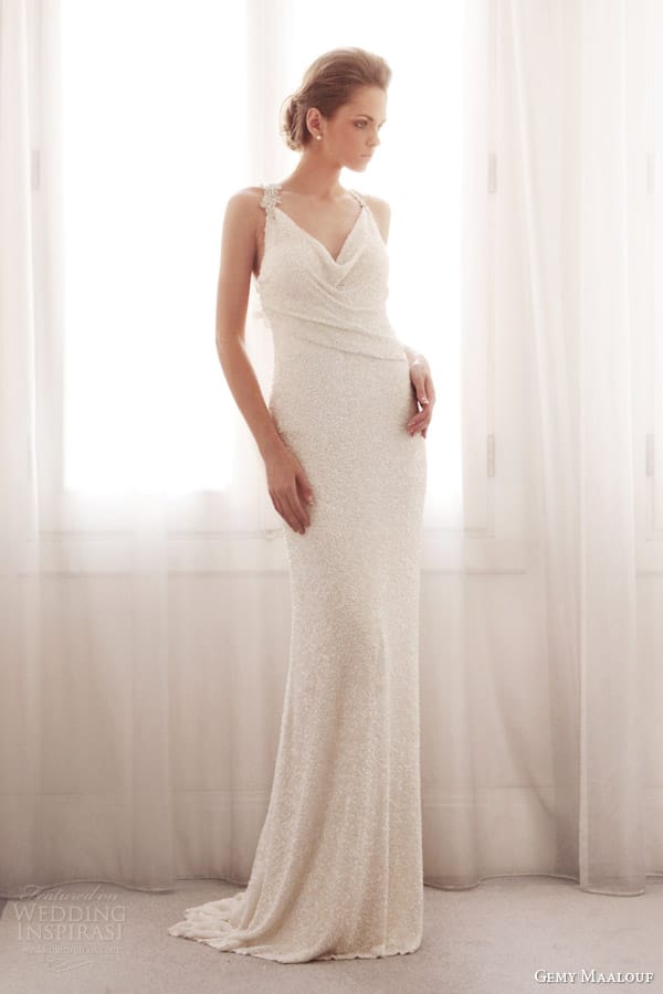 gemy maalouf 2014 wedding dress cowl neck 3760