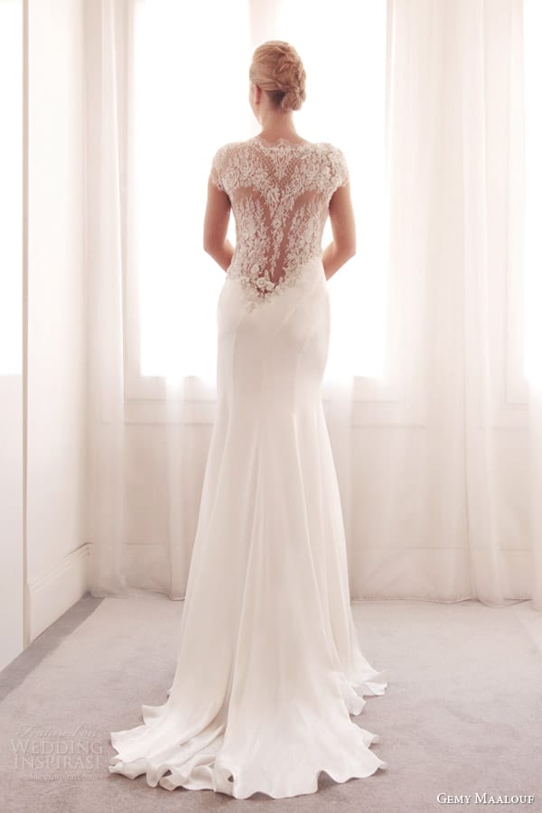 gemy maalouf wedding dress 2014 bridal gown 3711 illusion lace back