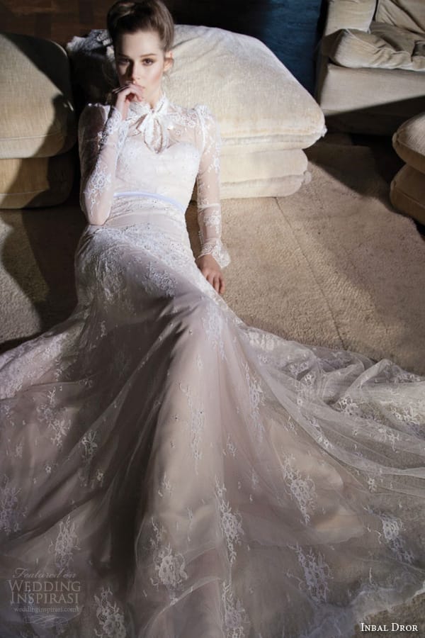 inbal dror 2013 wedding dress long sleeve high neck