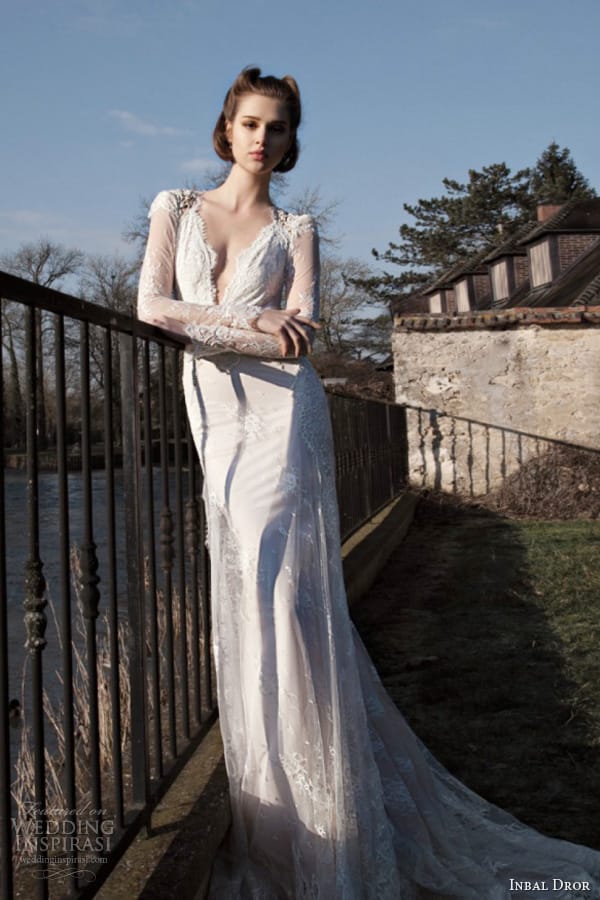 inbal dror bridal 2013 2014 long sleeve lace wedding dress