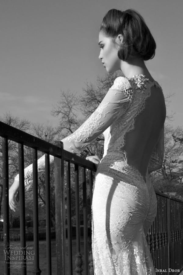 inbal dror bridal 2013 2014 long sleeve lace wedding dress keyhole back