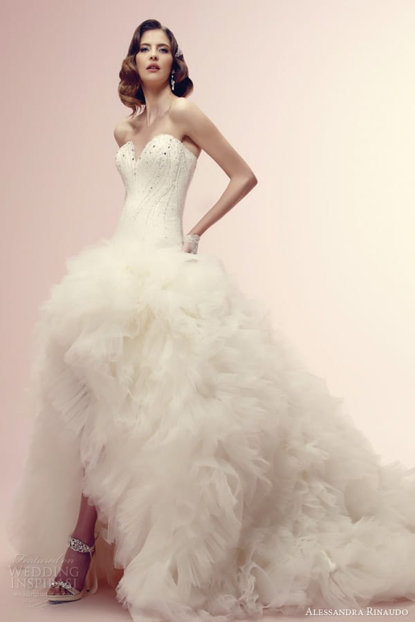 alessandra rinaudo bridal 2014 wedding dresses rashida strapless gown ruffle skirt