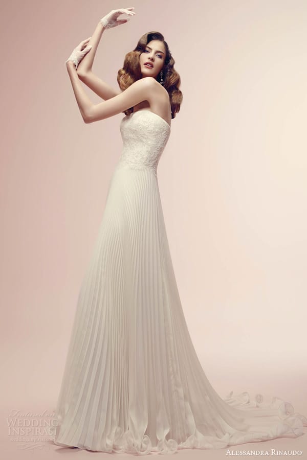 alessandra rinaudo wedding dress 2014 bridal raven empire gown pleated skirt