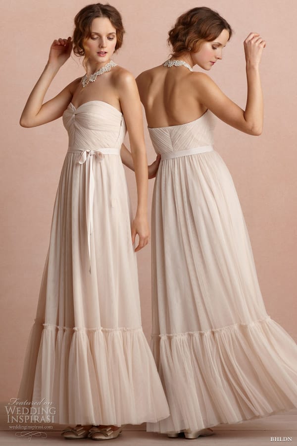 bhldn bridal 2013 strapless niceties pink wedding dress