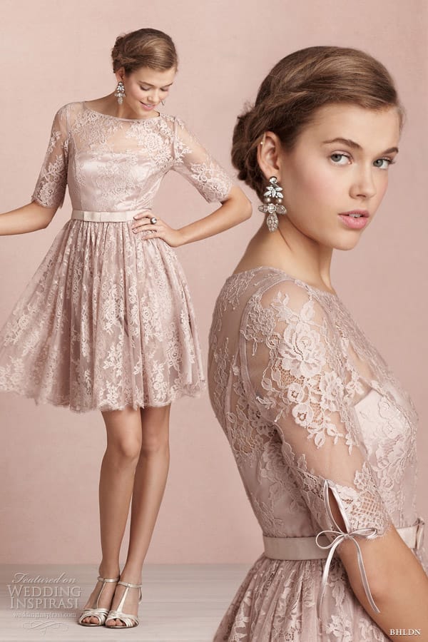 bhldn bridal 2013 tea rose short lace wedding dress sleeves