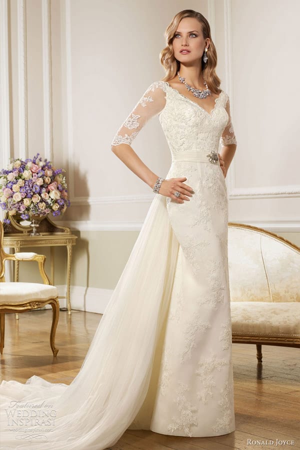 ronald joyce wedding dresses 2013 lace sheath gown sleeves