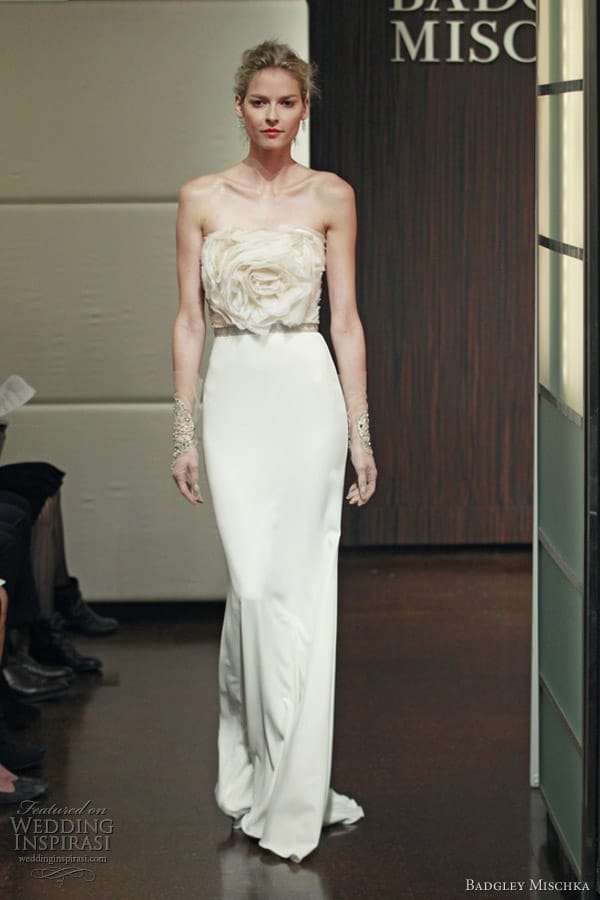 badgley mischka wedding dresses fall 2013 omega strapless rose bodice column gown