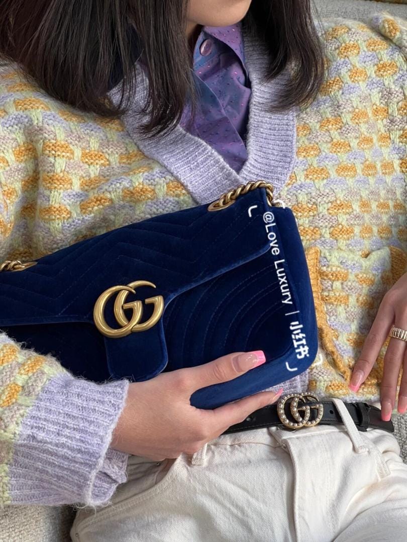 ųGucci Marmont Blue Velvet